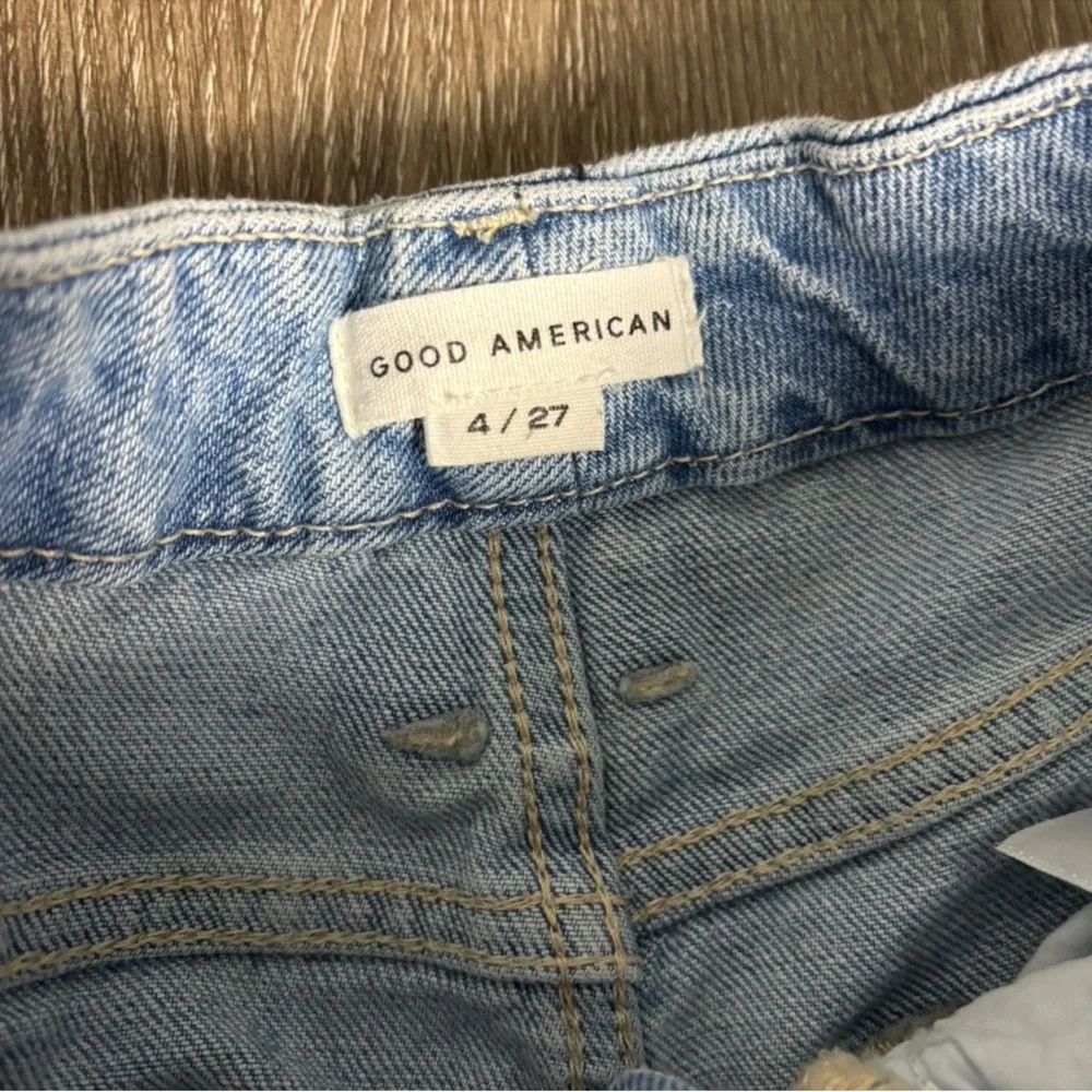 Good American Light Blue Distressed Flare Jeans - Picture 4 of 5